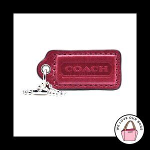 2" Medium COACH Pink Leather Nickel Key Fob Bag Charm Keychain Hang Tag